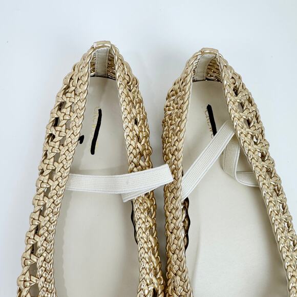 J.Crew Crewcuts Girls Basketweave Ballet Flats Metallic Gold Preppy K3 NEW - Picture 6 of 12